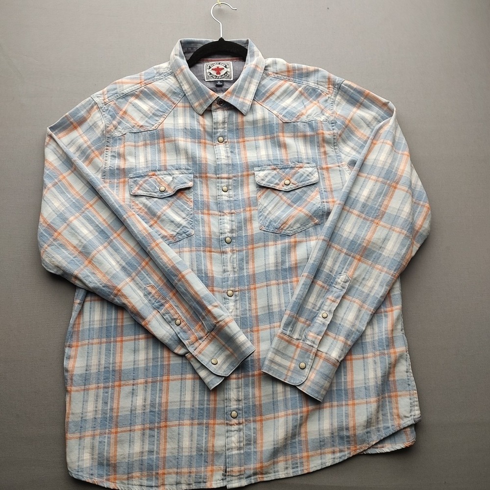Desert Sun Men's Pearl Snap Long Sleeve Multicolor Button Up Shirt Extra Large